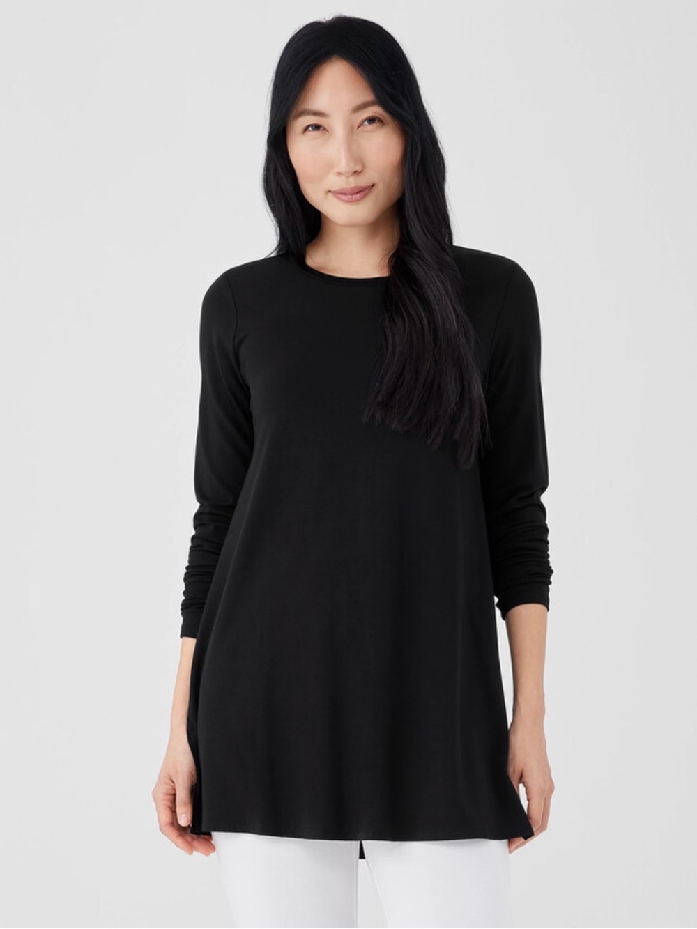 Eileen Fisher Women's Long Sleeve Shift Style Tunic in Deep Plum